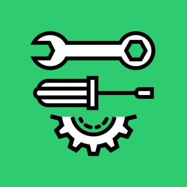 İngiliz anahtarı ve tornavida simgesinin vektör çizimi