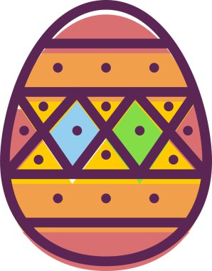 Süslü paskalya yumurtası ikonu, Paskalya konsepti, basit illüstrasyon tasarımı 