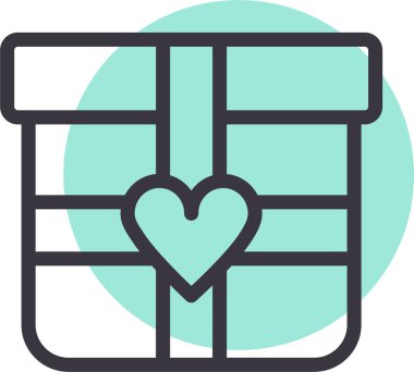 hediye ikonu, sevgililer günü konsepti, basit vektör illüstrasyonu