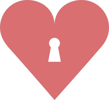 kilit kalp ikonu, sevgililer günü konsepti, basit illüstrasyon tasarımı 