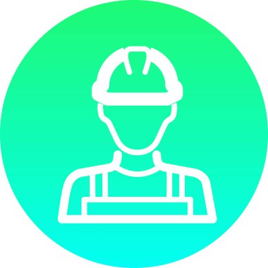 Miğferde mekanik işçi karakter avatarı, web simgesi basit illüstrasyon