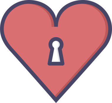 kilit kalp ikonu, sevgililer günü konsepti, basit illüstrasyon tasarımı 