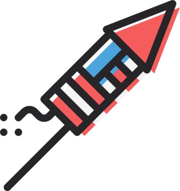 roket petard kutlama konsepti, basit vektör illüstrasyonu