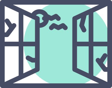 Yarasalı pencere, cadılar bayramı konsepti. Web simgesi basit illüstrasyon 