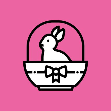 Sevimli tavşan ikonu, Paskalya konsepti, basit çizim tasarımı 