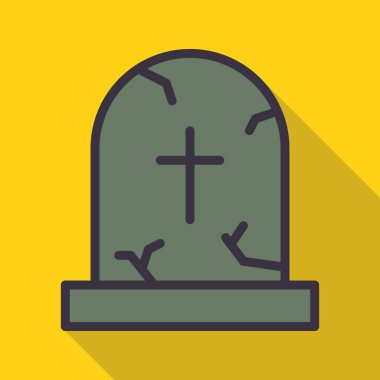 Mezar ikonu. Web için cadılar bayramı vektör simgelerinin düz çizimi