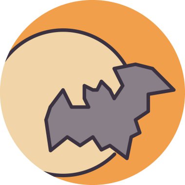 Yarasalı ay, cadılar bayramı konsepti. Web simgesi basit illüstrasyon 