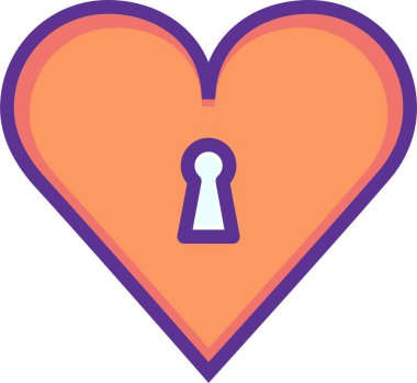 kilit kalp ikonu, sevgililer günü konsepti, basit illüstrasyon tasarımı 