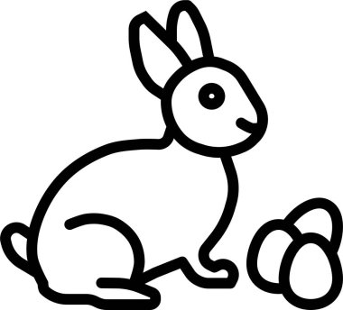 Sevimli tavşan ikonu, Paskalya konsepti, basit çizim tasarımı 