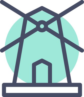 Yel değirmeni ikonu düz. vektör illüstrasyonu 