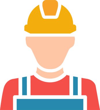 Miğferde mekanik işçi karakter avatarı, web simgesi basit illüstrasyon