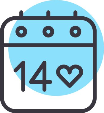 Sevgililer Günü takvimi simgesi, basit vektör illüstrasyon tasarımı