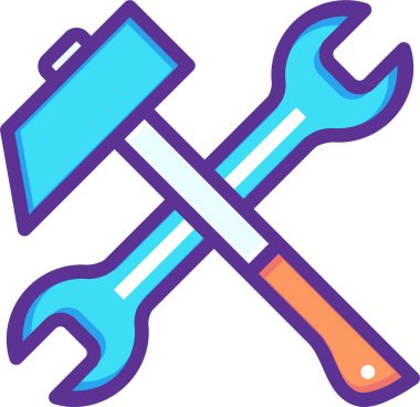 anahtar ve çekiç basit vektör çizimi