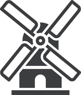 Yel değirmeni ikonu düz. vektör illüstrasyonu 