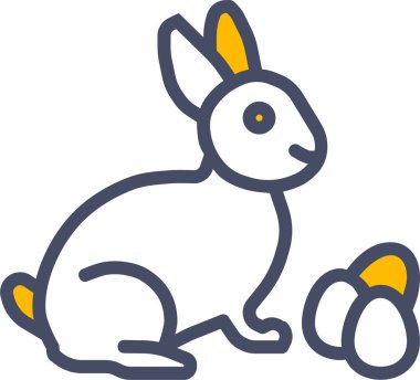 Sevimli tavşan ikonu, Paskalya konsepti, basit çizim tasarımı 