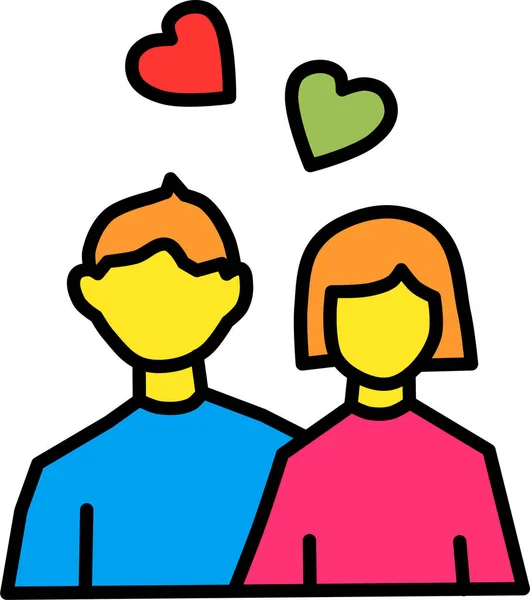 Icono Pareja Día San Valentín Diseño Ilustración Simple — Vector de stock