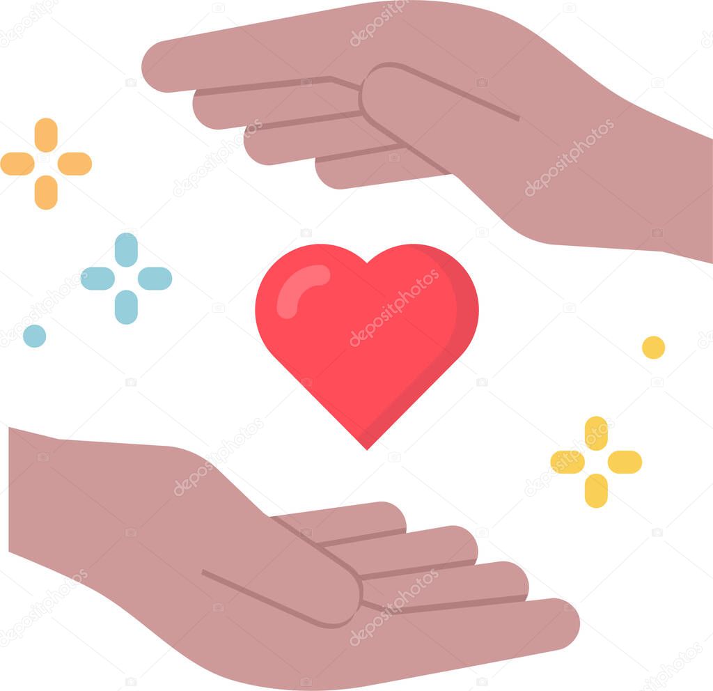 hands with heart icon, simple illustration design 