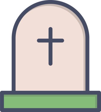 Düz stil mezar taşı simgesi izole edildi. Cadılar Bayramı sembolü vektör illüstrasyonu