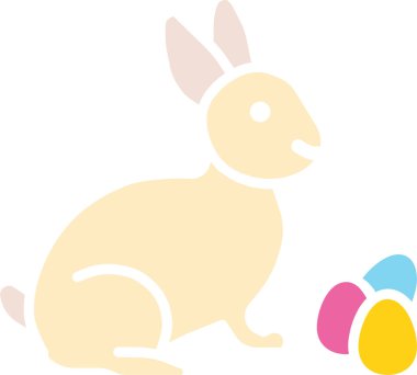 Sevimli tavşan ikonu, Paskalya konsepti, basit çizim tasarımı 