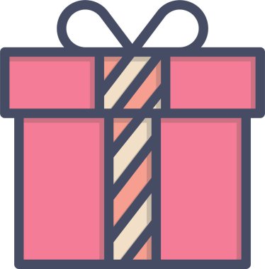 Noel hediye kutusu simgesi, basit vektör illüstrasyonu