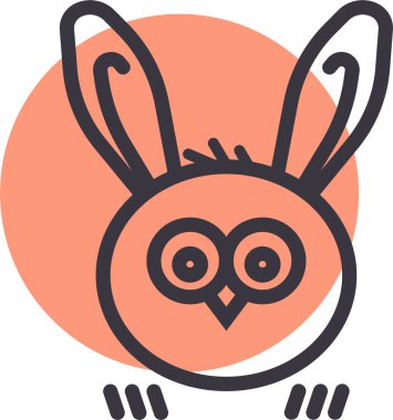 Baykuş tavşan simgesi, Paskalya konsepti, basit illüstrasyon tasarımı 