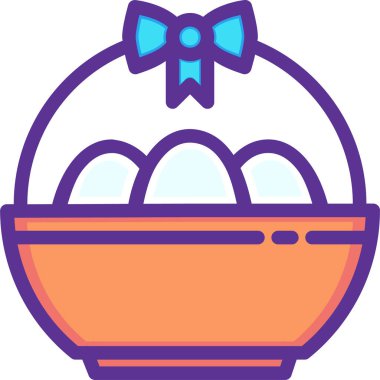 Sepet simgesinde paskal yumurtaları, basit illüstrasyon tasarımı 