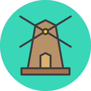 Yel değirmeni ikonu düz. vektör illüstrasyonu 