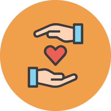 el simgesi olan kalp, vektör illüstrasyonu