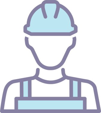 Miğferde mekanik işçi karakter avatarı, web simgesi basit illüstrasyon