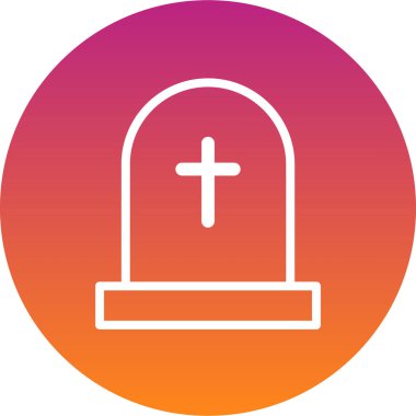 Beyaz arkaplan çizimi üzerinde izole edilmiş düz çember içindeki mezar simgesi