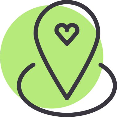 konum romantizm simgesi, sevgililer günü konsepti, basit illüstrasyon tasarımı 