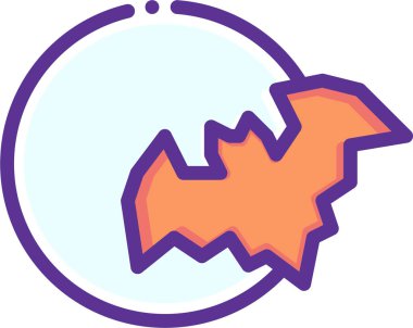 Yarasalı ay, cadılar bayramı konsepti. Web simgesi basit illüstrasyon 