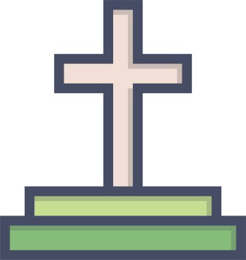 Düz stil mezar taşı simgesi izole edildi. Cadılar Bayramı sembolü vektör illüstrasyonu