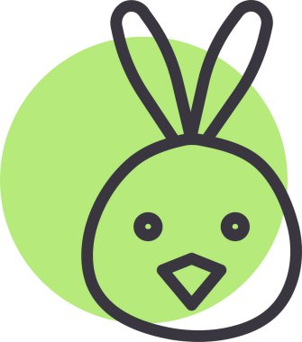 tavuklu Paskalya tavşanı simgesi basit illüstrasyon tasarımı 