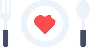 Çatal ve kaşık vektör çizimi olan kalp