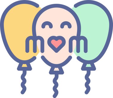 Tek balon ikonunun vektör çizimi, Anneler Günü kutlaması