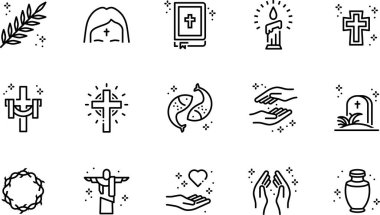 Din simgeleri dizisi, basitçe vektör illüstrasyonu