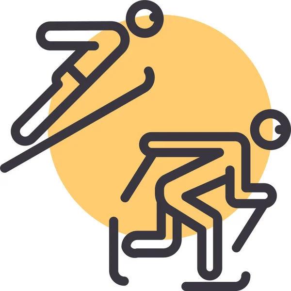 Skier Icône Web Illustration Simple — Image vectorielle