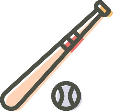 Beyzbol sopası ve top. Basit resimleme 