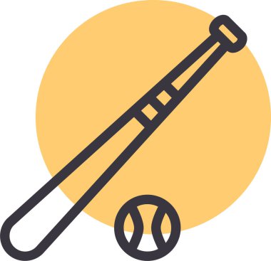 Beyzbol sopası ve top. Basit resimleme 