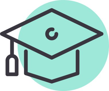 mezuniyet başlığı simgesi, vektör illüstrasyonu 