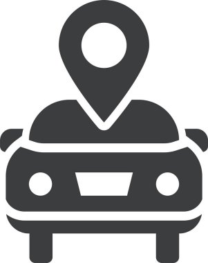 Taksi servisi vektör simgesi. biçim iki renkli düz sembol, gri ve cyan renkler, yuvarlak açılar, beyaz