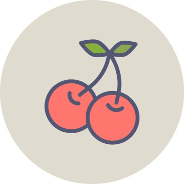 Kiraz. Web simgesi basit illüstrasyon