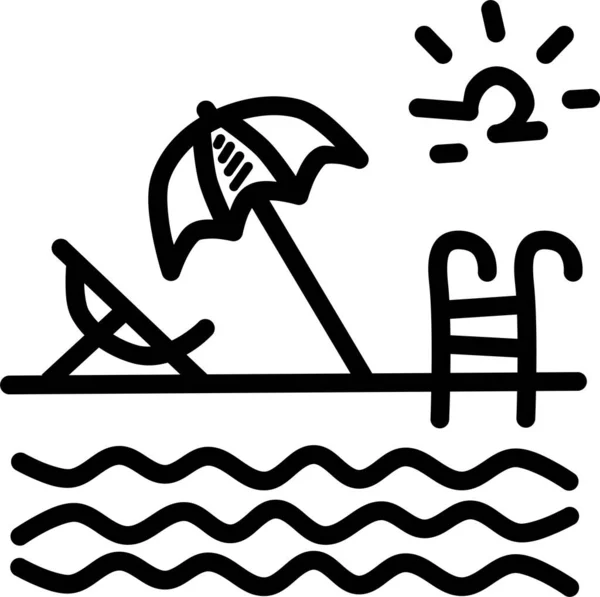 Playa Icono Web Ilustración Simple — Vector de stock