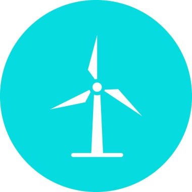 Düz çember içinde rüzgar türbini simgesi ağ için izole edilmiş vektör çizimi