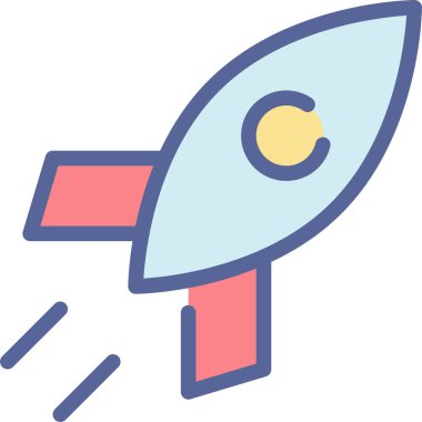 Roket. Web simgesi basit illüstrasyon