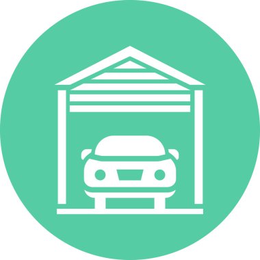 araba garajı simgesi, vektör illüstrasyonu