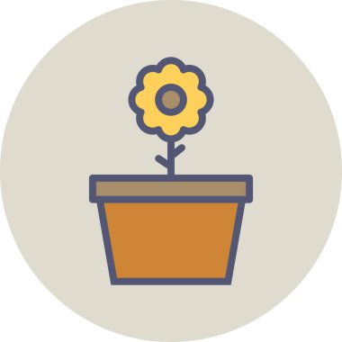 çiçek saksısı simgesi, vektör illüstrasyonu