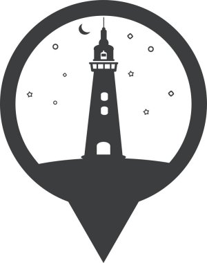 deniz feneri düz simgesi, vektör illüstrasyonu 