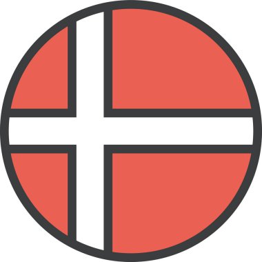 Danimarka bayrağı web simgesi, basit vektör illüstrasyonu